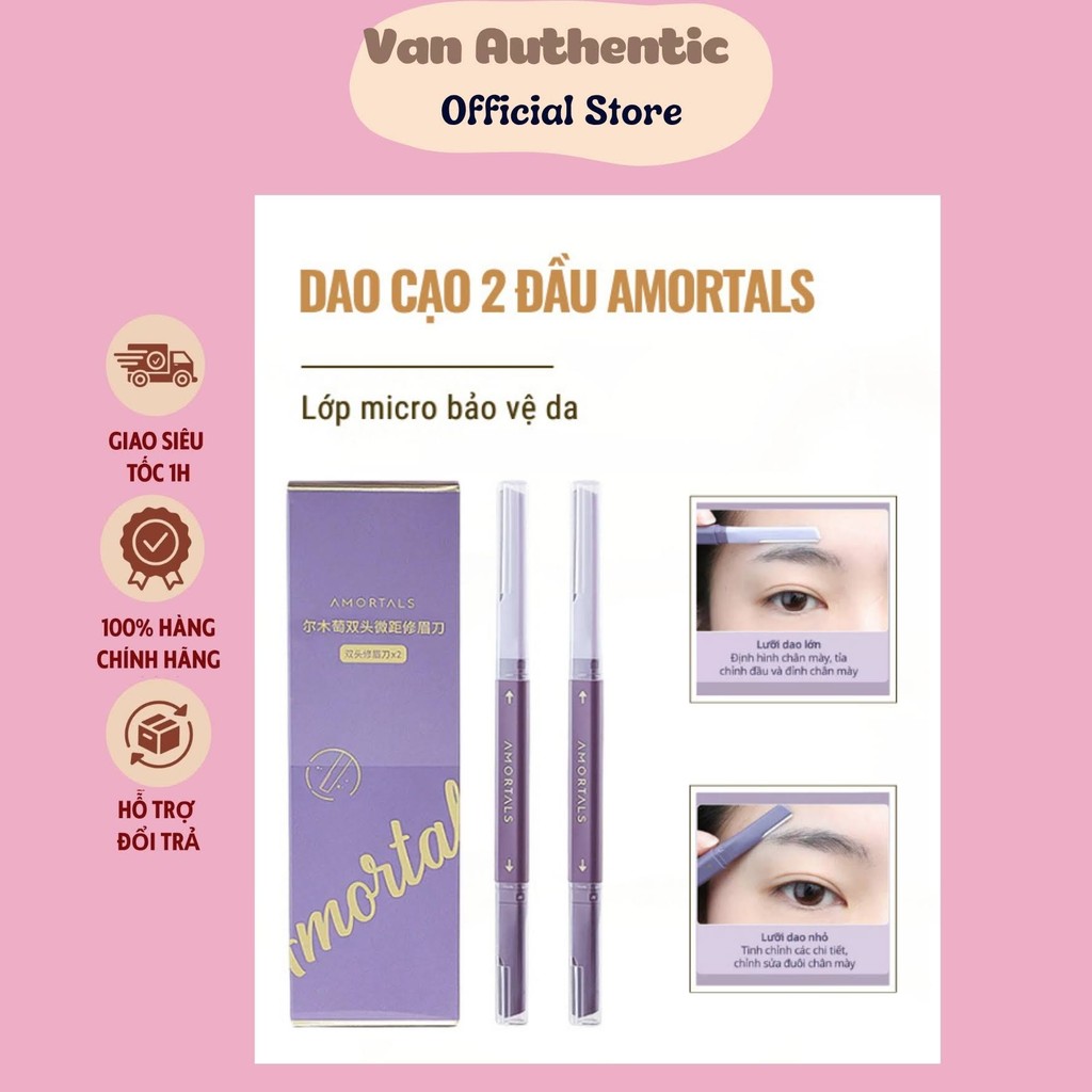[Amortals] Set 2 Dao Cạo Lông Mày Amortals Chính Hãng Lưỡi Siêu Mỏng, An Toàn Cho Da