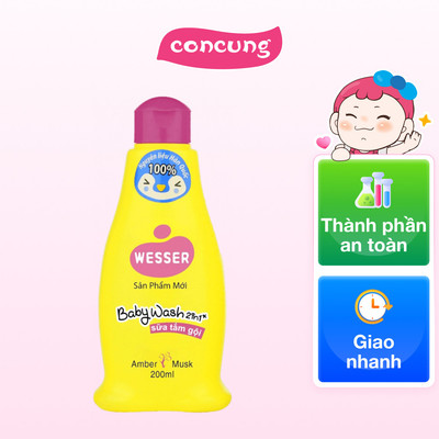 Sữa tắm gội Wesser 2 in 1 cho bé hương Hổ phách Xạ hương 200ml - Hồng