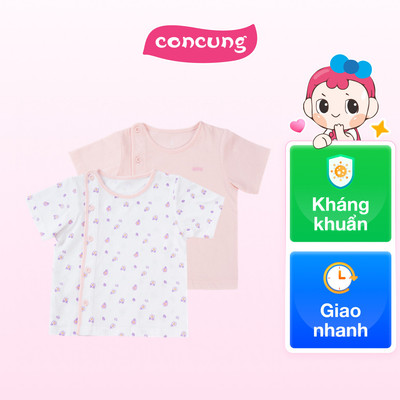 Cặp áo ss cài chéo tay ngắn Animo NB422051 (3-6M,hồng-trắng)