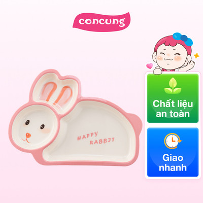Khay ăn dặm 3 ngăn melamine cao cấp Moreware (D2344, hình thỏ)