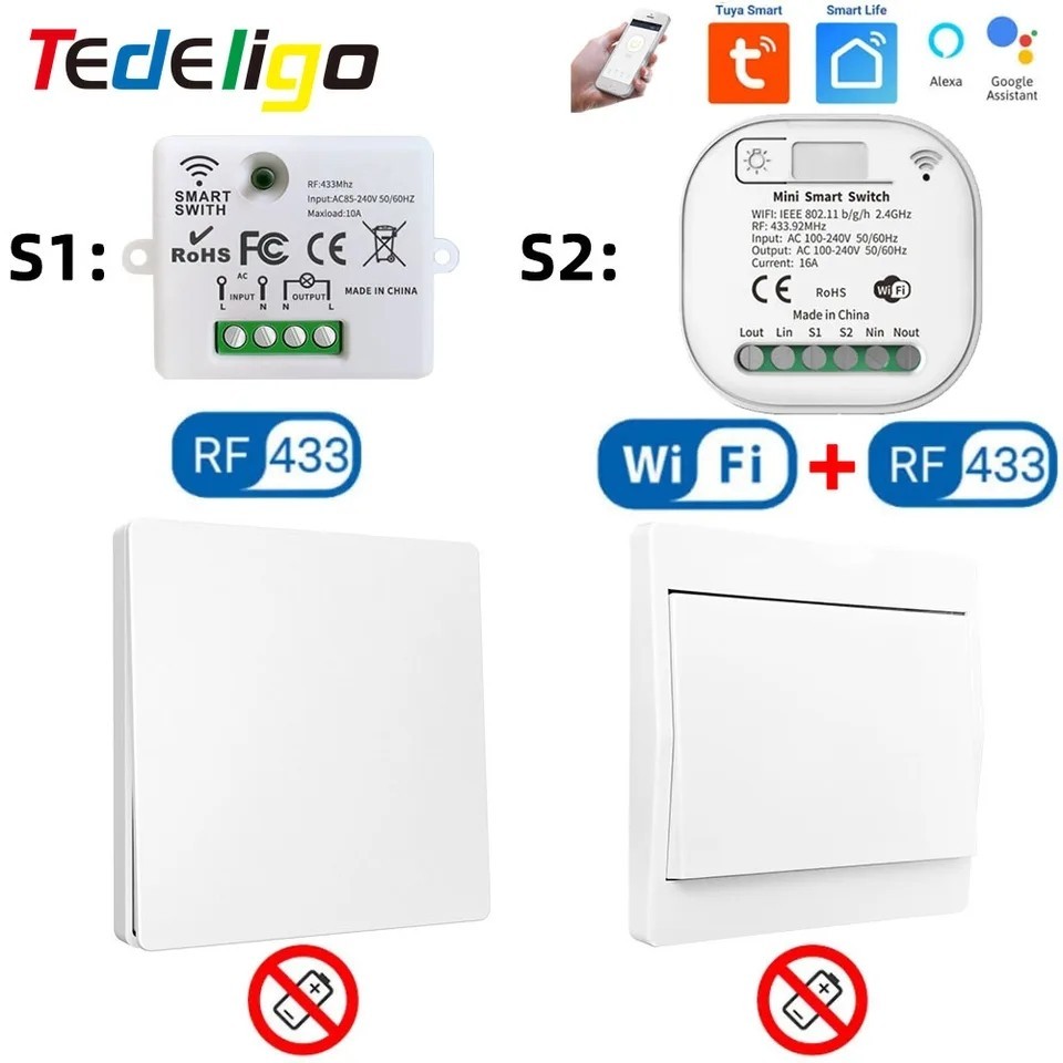 Công tắc wifi rf433 điều khiển từ xa tuya 16A .