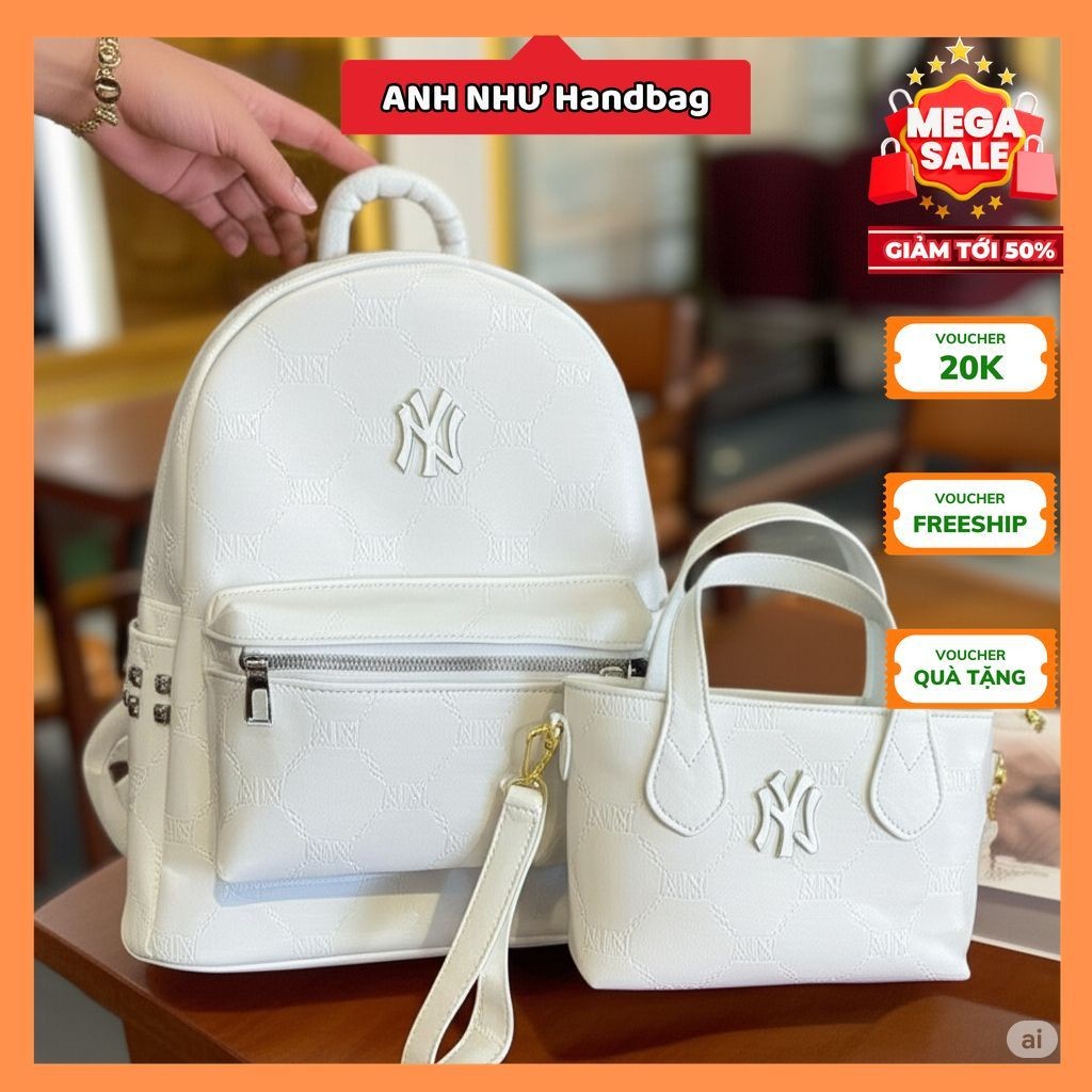 Set Balo NY Nữ Đẹp + Túi Xách NY Thời Trang Hàn Quốc – Balo Đi Học, Đi Làm, Đi Chơi Sang Trọng