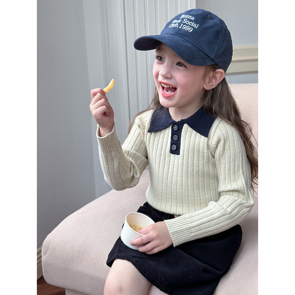 Ambbkids.25-Áo Len Có Cổ Po.lo, Màu Tương Phản, Dáng Ôm Vừa Co Dãn Mềm Mại Cho Bé Trai Bé Gái Ambb k