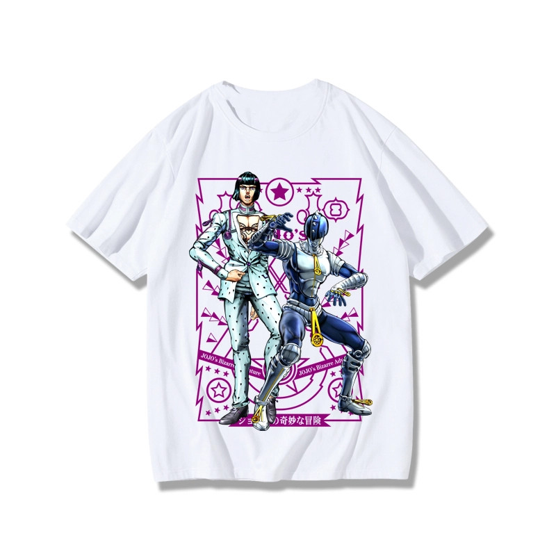 Jojo 's Bizarre Adventure Jotaro Star Platinum Kira Killer Queen 1 cotton Áo thun ngắn tay cổ tròn
