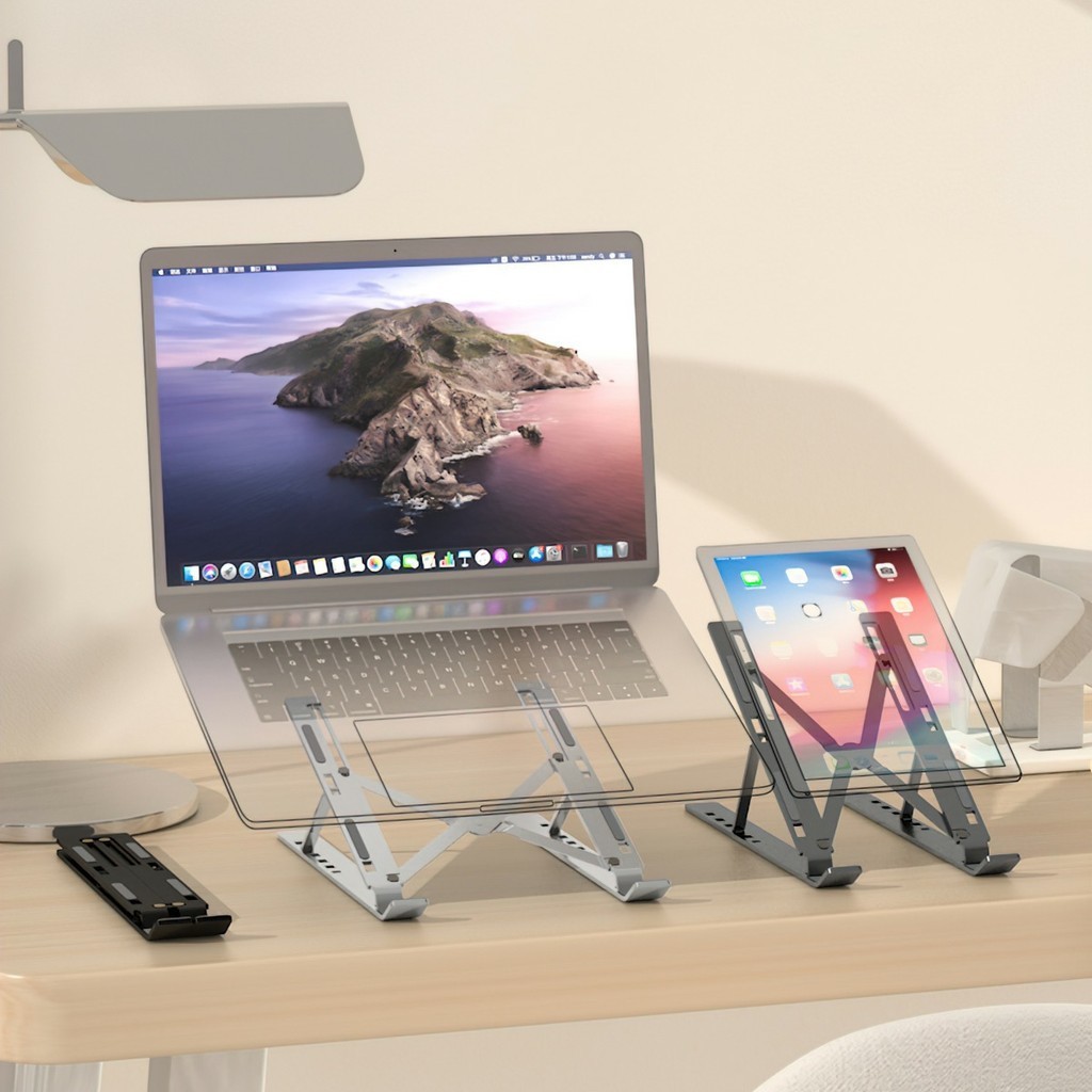 Kệ đỡ Laptop, Kệ kê Laptop, Kệ đỡ Laptop, Kê Laptop hợp kim NHÔM cao cấp, 6 cấp độ chỉnh độ cao HAPP