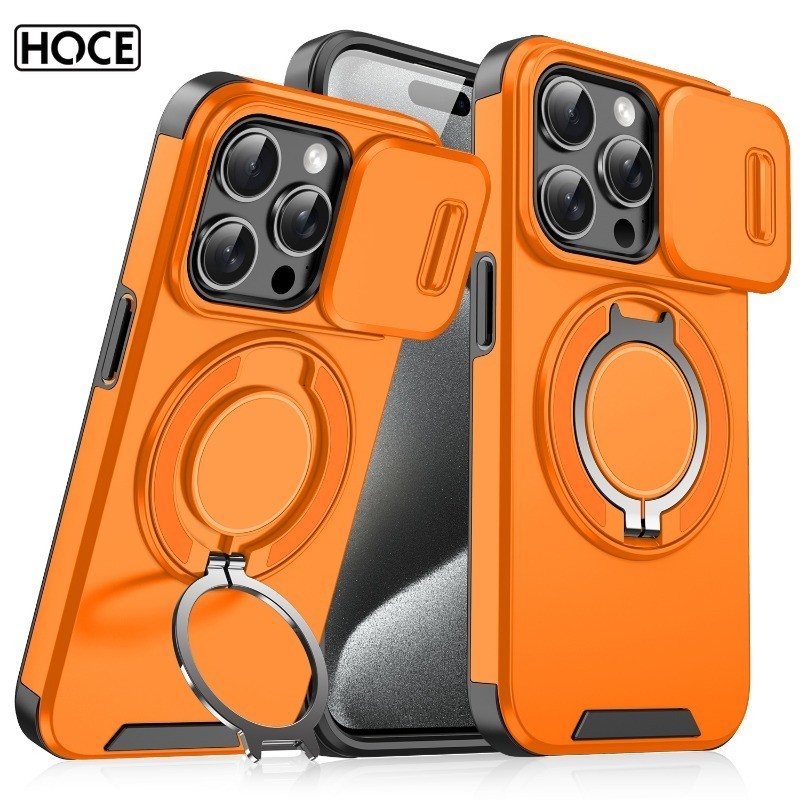 Hoce Ống Kính Đẩy Cửa Sổ Xoay Vòng Từ Tính Giá Đỡ Ốp Lưng Điện Thoại Iphone 15 14 13 12 11 Pro Max 11pro 15plus 14plus Vỏ