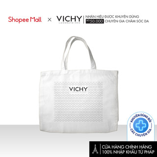 Túi canvas Vichy họa tiết exposome màu trắng dày dặn