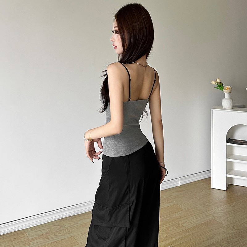 Klalien Mùa Hè Mới Nữ Màu Trơn Đường Phố Dây Đeo Thời Trang Gợi Cảm Giảm Béo Lưng Tank Top | BigBuy360 - bigbuy360.vn