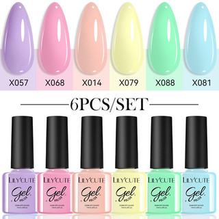 Lilycute gel sơn móng tay bộ 6 chiếc macaroon màu móng tay gel sơn móng tay nghệ thuật làm móng tay led uv gel sơn móng tay 7ml