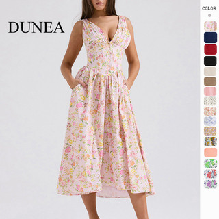 Váy ngày lễ cổ chữ V in hình gợi cảm dành cho nữ DUNEA