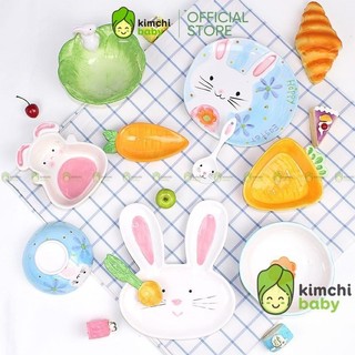 Bát Ăn Gốm Sứ Cao Cấp Hình Thú, Hoa Quả KIMCHIBABY BAS01 [Tặng 2 Thìa & dĩa] 🎁