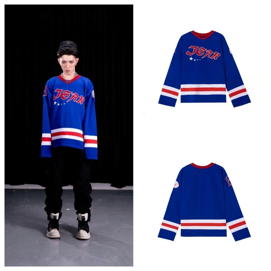 Áo thun khúc côn cầu dài tay đường phố phong cách Mỹ Áo thun Unisex hàng đầu