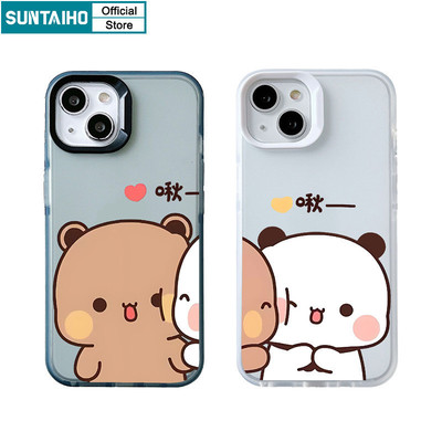 Suntaiho Ốp Lưng iPhone Đẹp Vỏ Ngộ nghĩnh Gấu Cặp Đôi Họa Tiết Trong Suốt Mờ Dành Ốp điện thoại TPU Silicone Mềm Cao Cấp Chống Sốc Cho Iphone 15 14 12 13 11 Pro Max IP 7 8 Plus Iphon X Xs XR Xs Max Hàn quốc Ốp Lưng