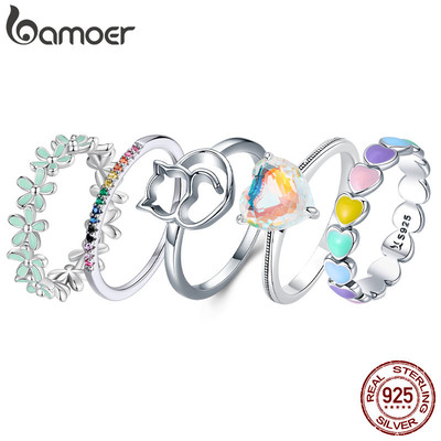 Bamoer Real 925 Nhẫn Bạc Cho Nữ Size 5 Đến Size 9 Nhẫn Đeo Tay Thanh Lịch Trang Sức Thời Trang Quà Tặng Cho Nữ