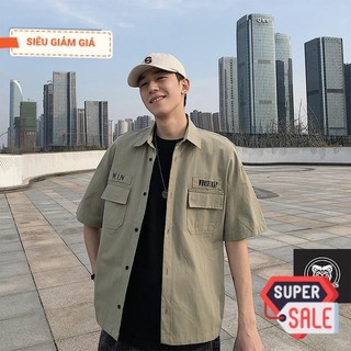 Áo sơ mi nam form rộng tay lỡ kaki phong cách Hàn Quốc pon.mens