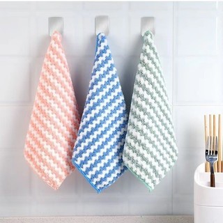 Khăn Lau Tay, Lau Chén Dĩa Đa Năng Siêu Thấm 2 Mặt 25X25cm, Có Sọc Xinh Xắn Loại Dày [ Hỏa Tốc HCM ]