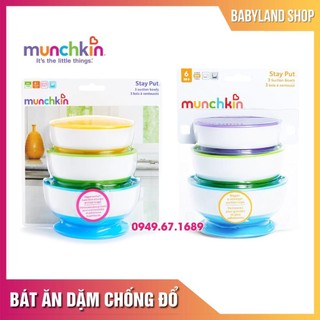 Bát ăn dặm cho bé chống đổ - Chén ăn dặm có đế hút chân không Munchkin