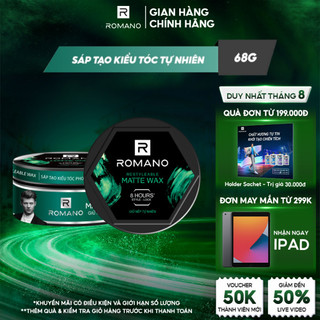 Sáp tạo kiểu tóc giữ nếp tự nhiên Romano Restyleable Matte Wax 68g/hộp