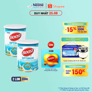 Combo 2 Lon Thực phẩm dinh dưỡng bổ sung Boost Optimum Nestlé bổ sung Vitamin, Khoáng chất