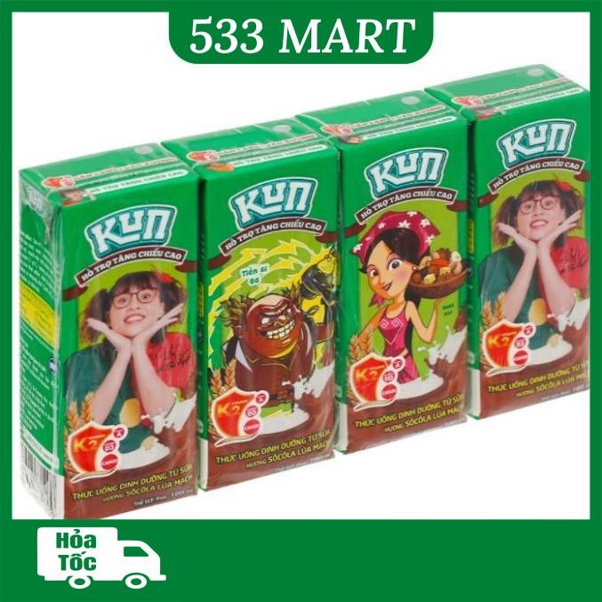 [ĐỦ LOẠI] [LỐC 4 HỘP] Sữa LiF Kun có đường/ Kun socola lúa mạch x 180ml
