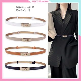 Thắt lưng da nữ bản nhỏ Mely Fashion cao cấp không lỗ phối váy quần khóa kim loại sang trọng màu đen trắng nâu đỏ TL10
