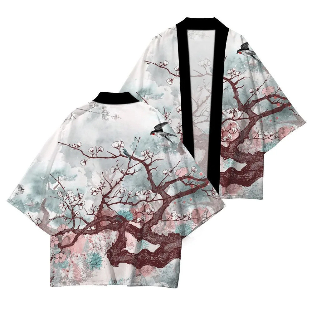 Áo choàng tắm kimono Nhật Bản Thời trang Retro 3D In Áo hoodie thoáng khí Nam kimono