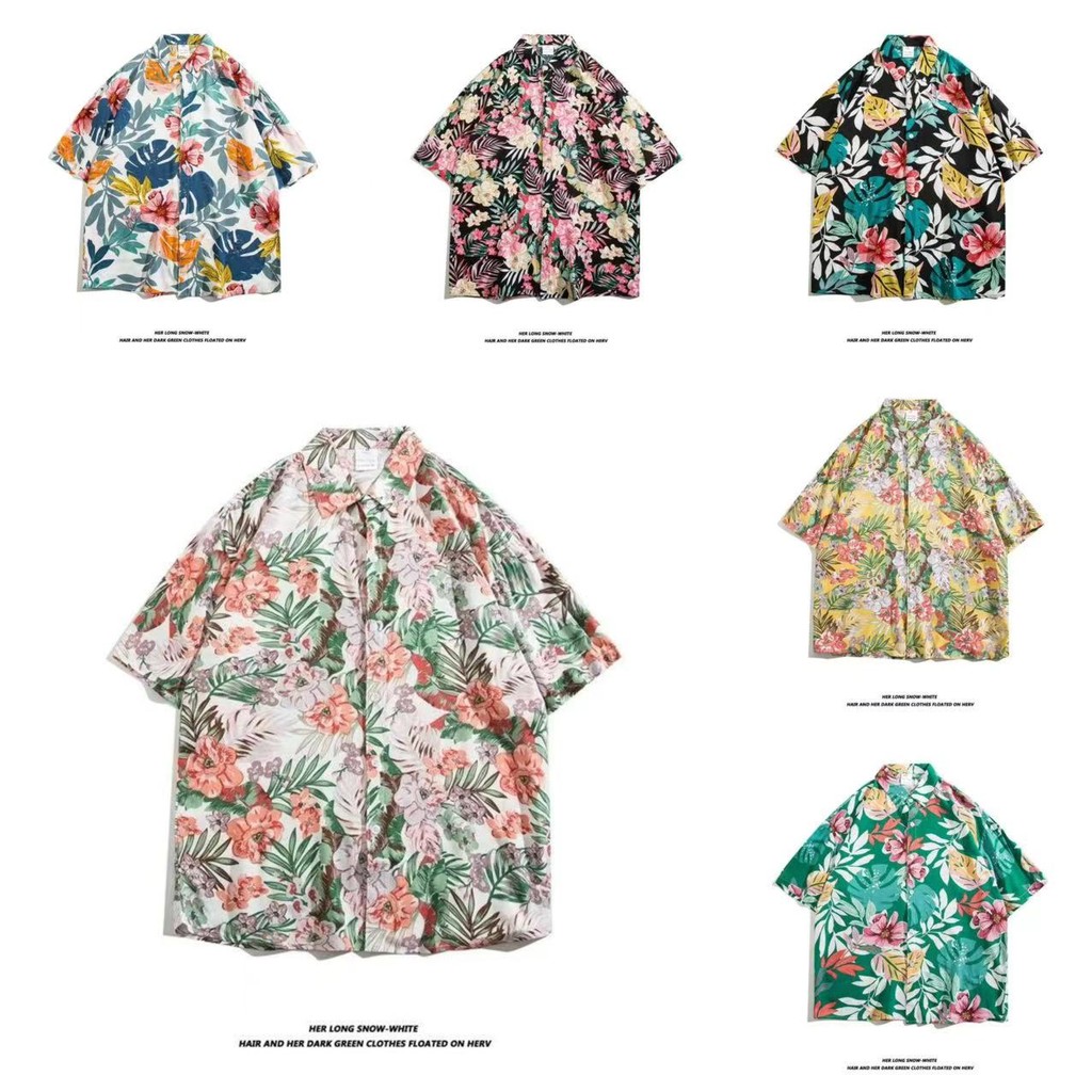 M-3XL Nam Retro Hoa Hawaii Áo Sơ Mi Nam Tay Ngắn M-3XL 100 Phong Cách