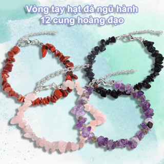  Vòng tay đá 12 cung hoàng đạo Kim Mộc Thuỷ Hoả Thổ có móc co giãn thanh tẩy 