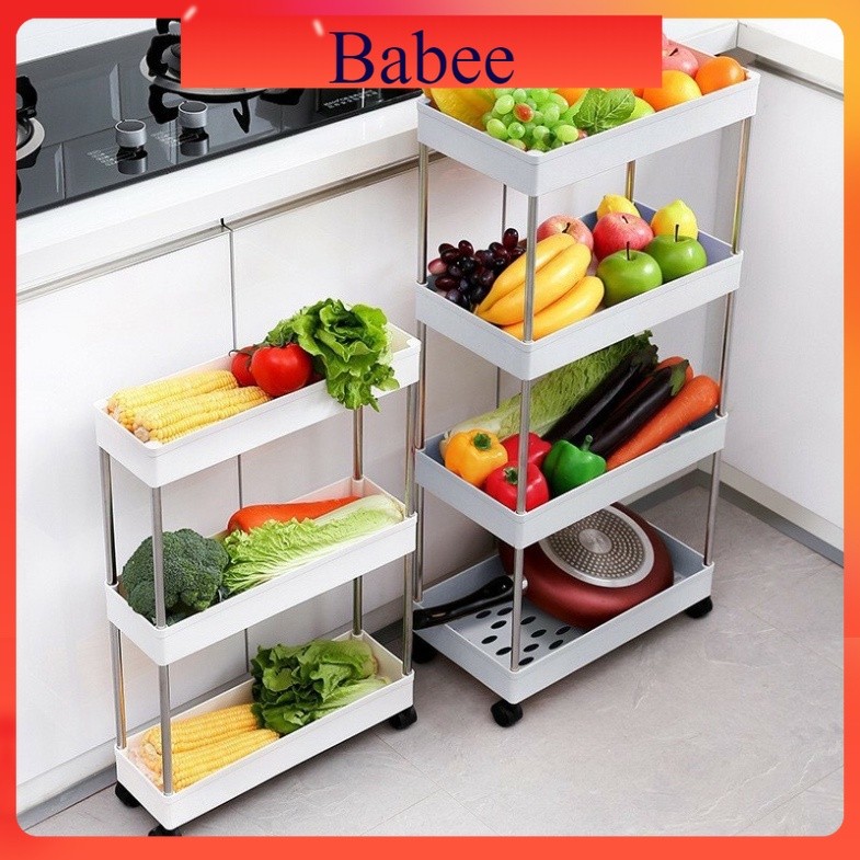 Kệ đa năng 4 tầng có bánh xe Kệ nhựa 3 tầng, 4 tầng để đồ phòng tắm nhà bếp Kệ lắp ghép dựng mỹ phẩm
