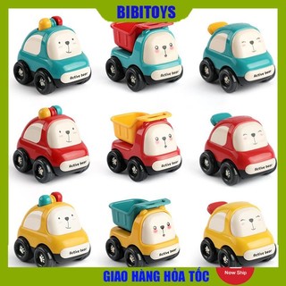 Xe ô tô đồ chơi quán tính hình gấu, mặt cười dễ thương, chất liệu nhựa ABS cao cấp an toàn cho bé