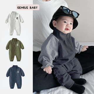Mùa Xuân Thu Mới Quần Áo Cho Bé Trai Dài Tay Dây Kéo Một Lớp Body 0-36 Tháng Cho Bé Siêu Đẹp Trai Đơn Giản Áo Liền Quần Phong Cách Hàn Quốc