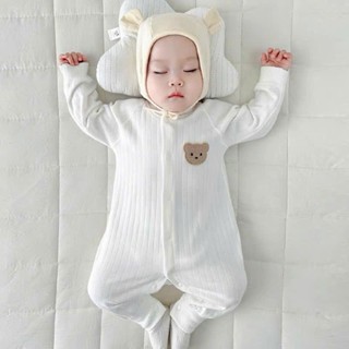 [Body + Mũ] Bộ Bodysuit Dài Tay Babyshop88vn Cho Bé Trai Bé Gái M10.9.24-1 Jumpsuit  - Chất liệu Tăm Đũa