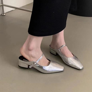  Daxingzhe Bên Trong Tăng Chiều Cao Mary Jane Nửa Dép Nữ Giày Đơn Dép Dép Giày Cao Gót 