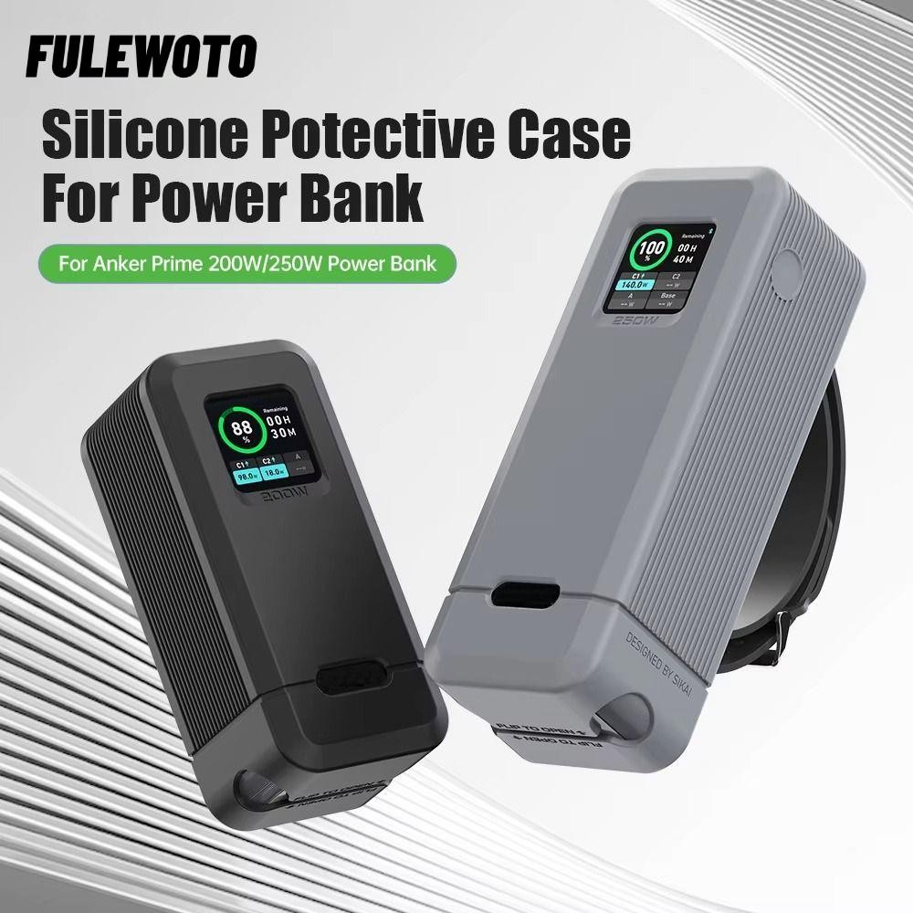FULEWOTO Silicone, Chống Sốc Mềm Bảo Vệ, Chống Rơi Ngoài Trời Chống Bụi Cho Anker Prime 200W / 250W 