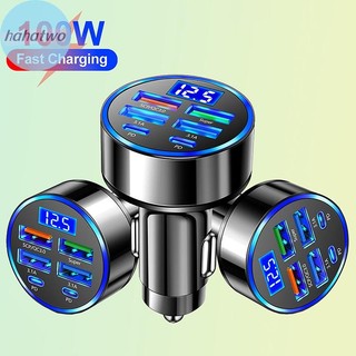  Ha 100W 6 cổng USB Type-C Bộ sạc ô tô có màn hình điện áp PD Bộ chuyển đổi nguồn sạc nhanh cho Iphone Android Điện thoại thông minh Máy tính bảng VN 