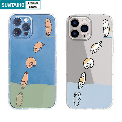 Suntaiho Ngộ nghĩnh Dễ Thương Vỏ Lặn Mèo Capybara Họa Tiết Ốp Điện Thoại Cho Iphone 16 15 14 13 12 11 Pro Max IP 7 8 Plus Iphon X Xs XR Xs Max TPU Mềm Cao Cấp Chống Sốc Ốp Lưng