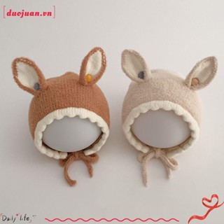  Duojuan Mũ bảo vệ tai cho bé có tai thỏ Mũ dệt kim dày ấm áp cho bé Mũ lót bông chống gió thời trang cho bé trai bé gái 