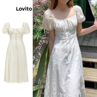 Đầm Lovito Phối Ren Xếp Ly Hoa Thanh Lịch Cho Nữ LNE52410