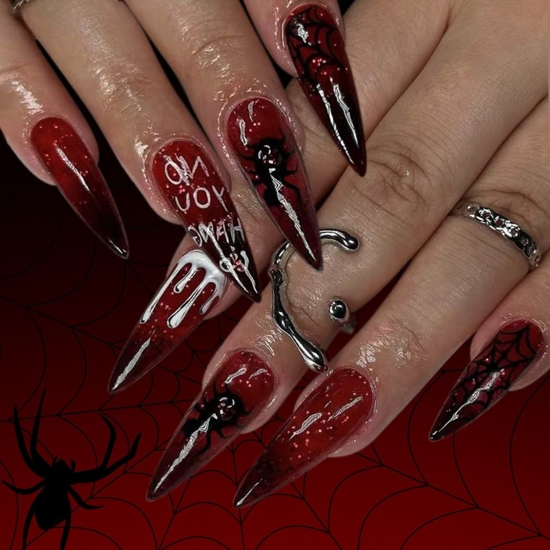EV Halloween Press on Nail Glossy False Nail Stick on Nail Full Cover Móng tay giả