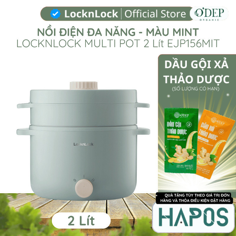 Nồi điện LocknLock đa năng mini 0.8L 600W Chính hãng, kèm khay luộc trứng, nấu mì, nấu lẩu EJP116BLK
