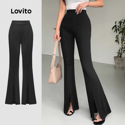 (thanh lịch) Lovito Quần Quần trước xẻ trơn cho nữ L95ED030