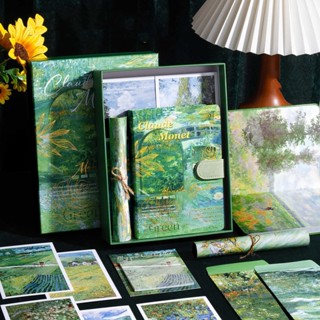  Hộp Quà Tặng Sổ Tay & Văn Phòng Phẩm Chủ Đề Tranh Sơn Dầu Cổ Điển Monet - Nâng Tầm Phong Cách Sống! 