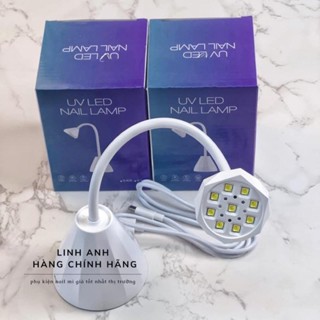 Đèn Hơ Gel Mini Tích Điện - đèn hơ cảm ứng 9 bóng công suất lớn, Đèn led kim cương xoay 360 độ chân đứng//Hiền Anh Nails