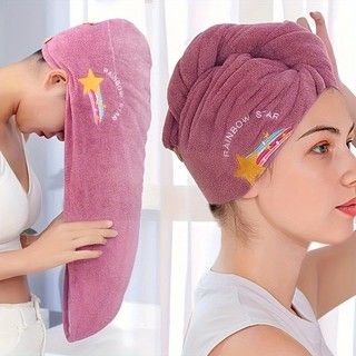 Mũ Sấy Tóc Phong Cách Thêu - Mũ Tam Giác Hấp Thụ Nước Nhanh Cho Tóc Dài - Hoàn Hảo Cho Tắm