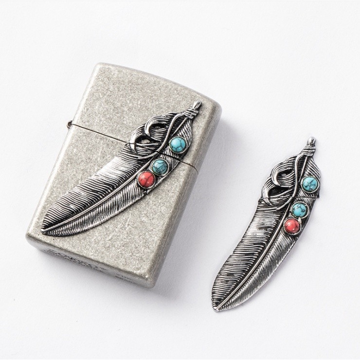 Emblem hình dán Zippo lông chim