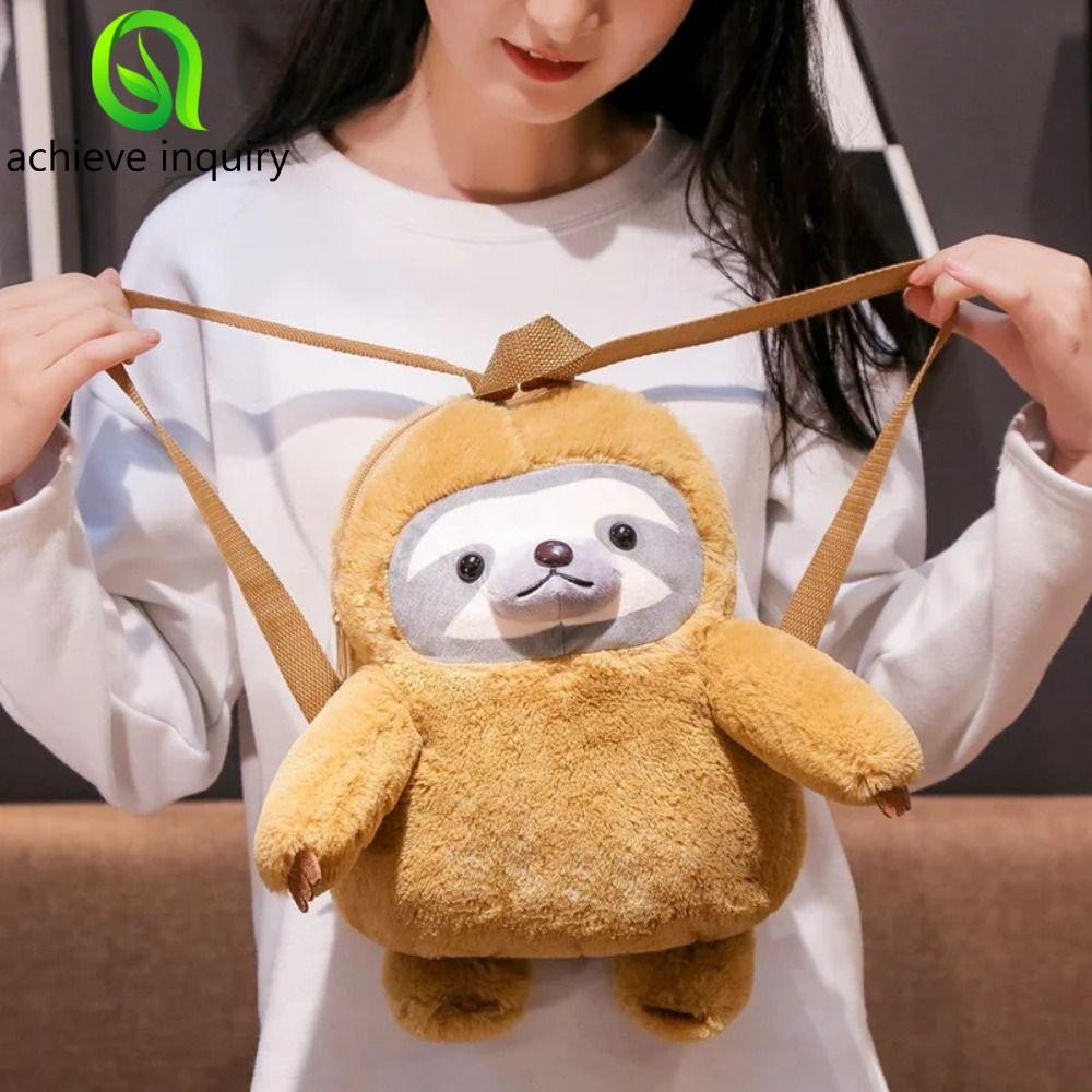 ACHIEVE INQUIRY Ba lô lười nhồi bông, Ba lô động vật Koala lông tơ sang trọng như thật, Đồ chơi nhồi