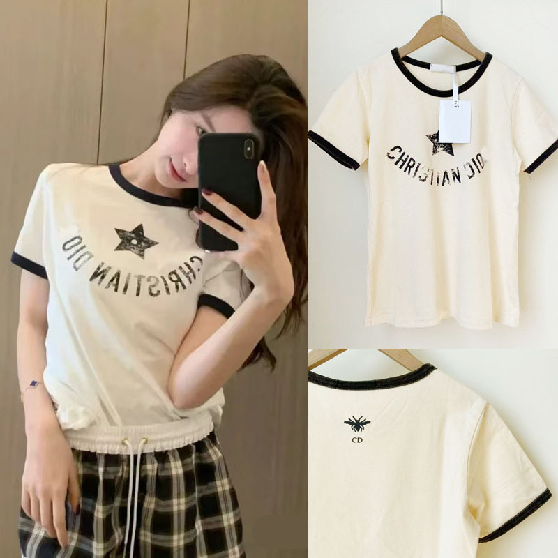 MZV6 DO Logo Printed Letters Vintage Washed Versatile Loose Short Sleeve T Casual Base Shirt