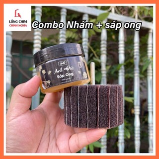 Combo Sáp ong + Nhám đánh bóng lồng chim, đồ gỗ,... an toàn dễ sử dụng - phụ kiện lồng chim CHÍNH NGHĨA