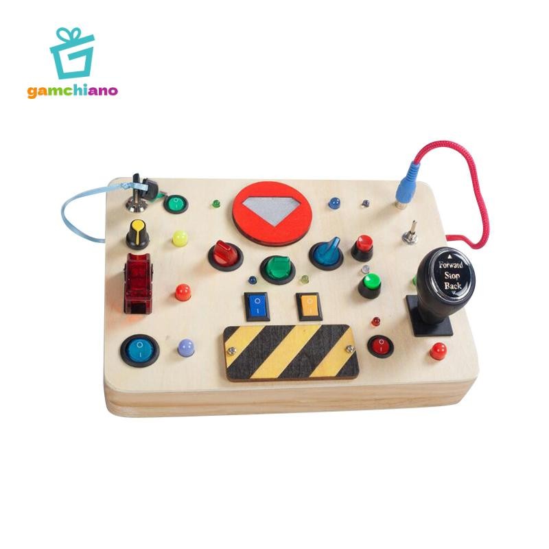 Gamchiano LED Switch Board Montessori Busy Board Đồ chơi giáo dục sớm Kỹ năng vận động tinh Gỗ Busy 