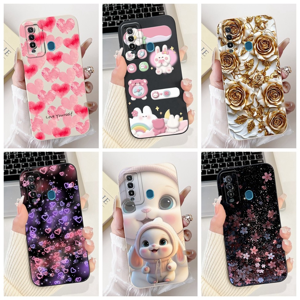 Ốp lưng ITEL P37 Pro Silicone hình mèo dễ thương thời trang hoa bướm Vỏ sơn tình yêu Vỏ điện thoại I